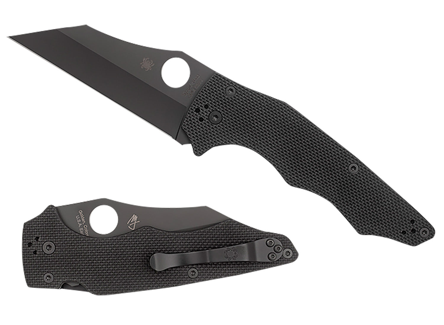 Spyderco C253GPBBK 3.98" Folding Knife Black DLC Wharncliffe CPM S30V Blade Black G10 Scales Four-Position Clip