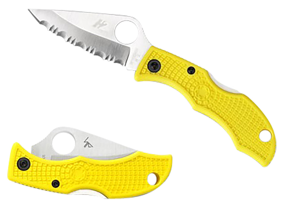 Spyderco LYLP3 Ladybug 3 Salt Compact Folding Knife 1.94" Stonewashed H2 Blade Marine Yellow FRN Handle