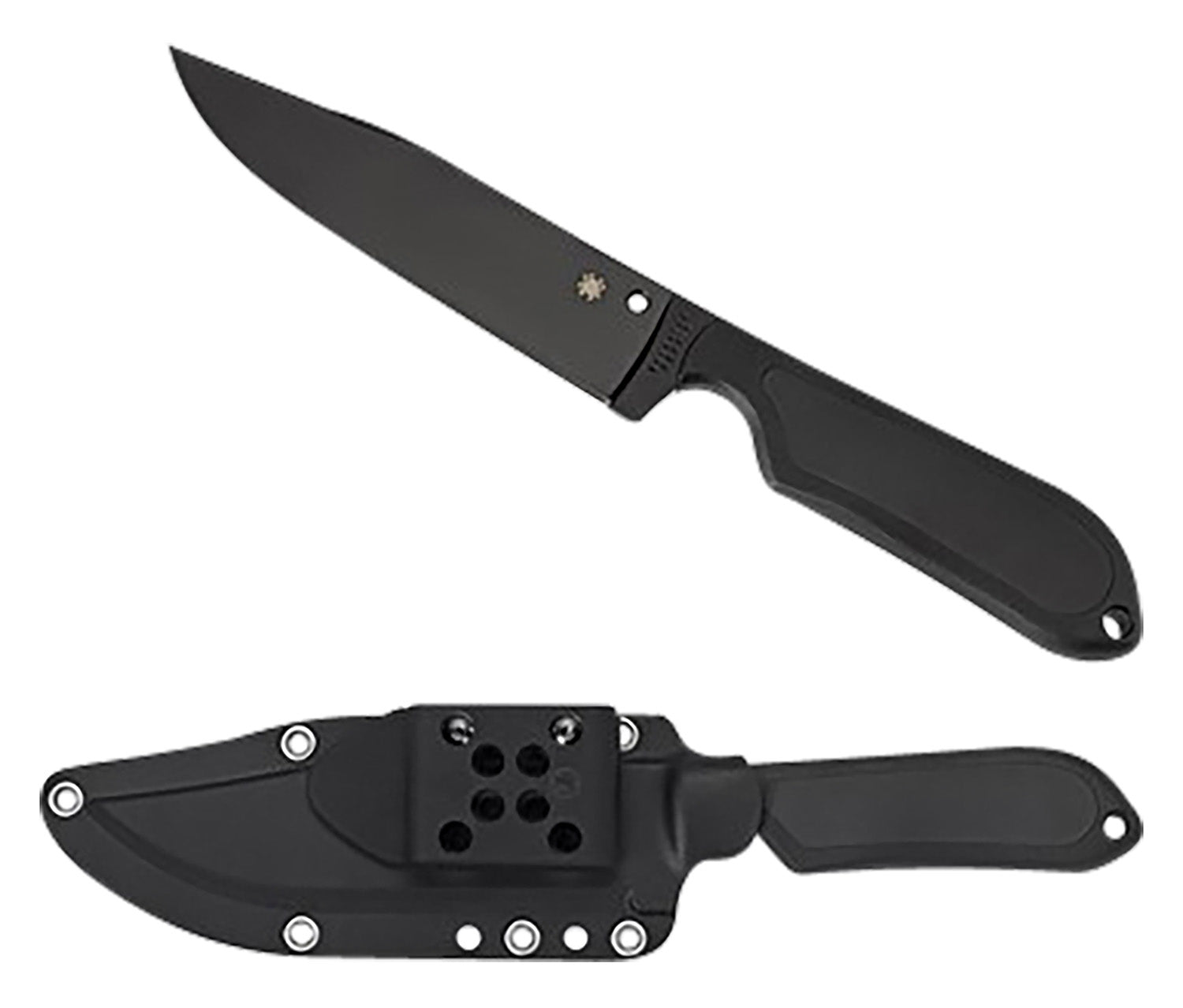 Spyderco FB04PBB Street Bowie Fixed Blade Knife 5.05" Black DLC VG-10 SS Blade Black Textured FRN Handle & Sheath