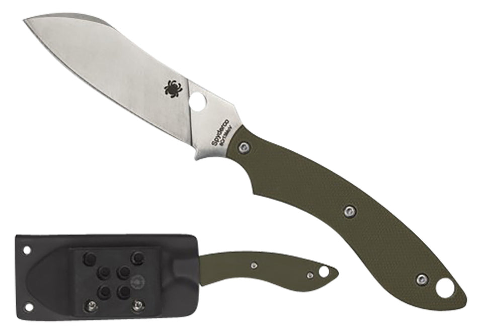 Spyderco FB50GPOD Stok Fixed Blade Knife 2.95" Plain Stonewashed 8Cr13MoV Stainless Blade Olive Drab G10 Handle & G-Clip Sheath