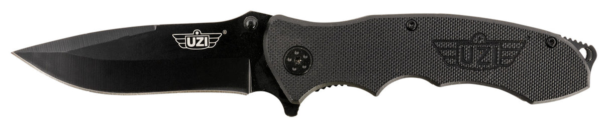 Uzi UZKFDR006 Responder VI Black Stainless Steel Spring Assist Folding Knife with G10 Handle and Metal Clip