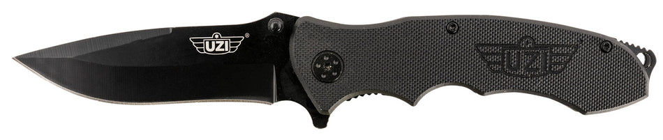 Uzi UZKFDR006 Responder VI Black Stainless Steel Spring Assist Folding Knife with G10 Handle and Metal Clip