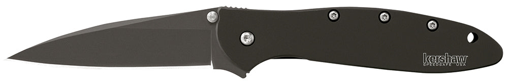Kershaw Leek Black DLC 3" Folding Modified Drop Point 14C28N Blade, 410 Stainless Steel Handle with SpeedSafe Opening & Pocket Clip