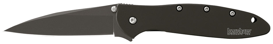 Kershaw Leek Black DLC 3" Folding Modified Drop Point 14C28N Blade, 410 Stainless Steel Handle with SpeedSafe Opening & Pocket Clip