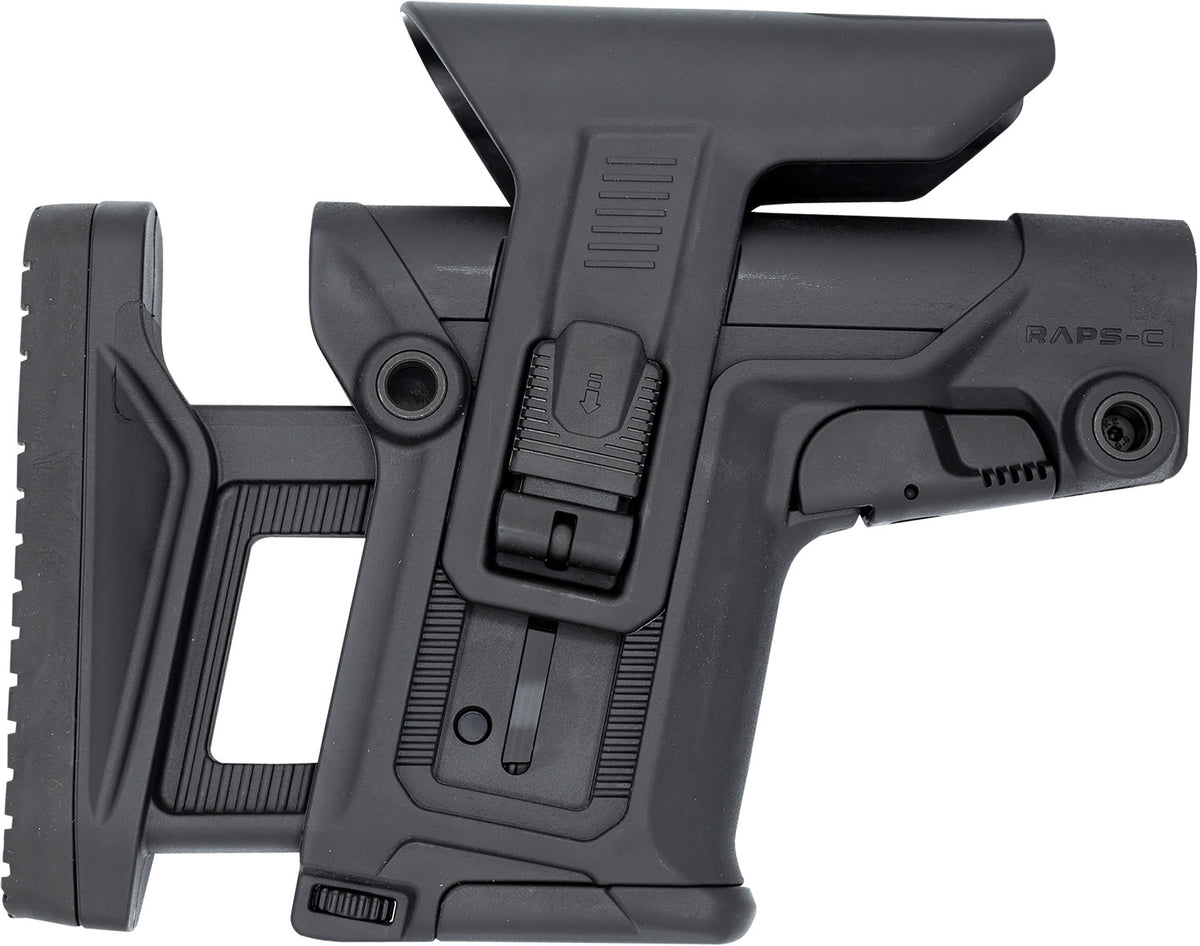 FAB Defense RAPS Rapid Adjustment Collapsible Precision Stock Black - Cheek-Rest, LOP & 1Latch, Mil-Spec/Commercial