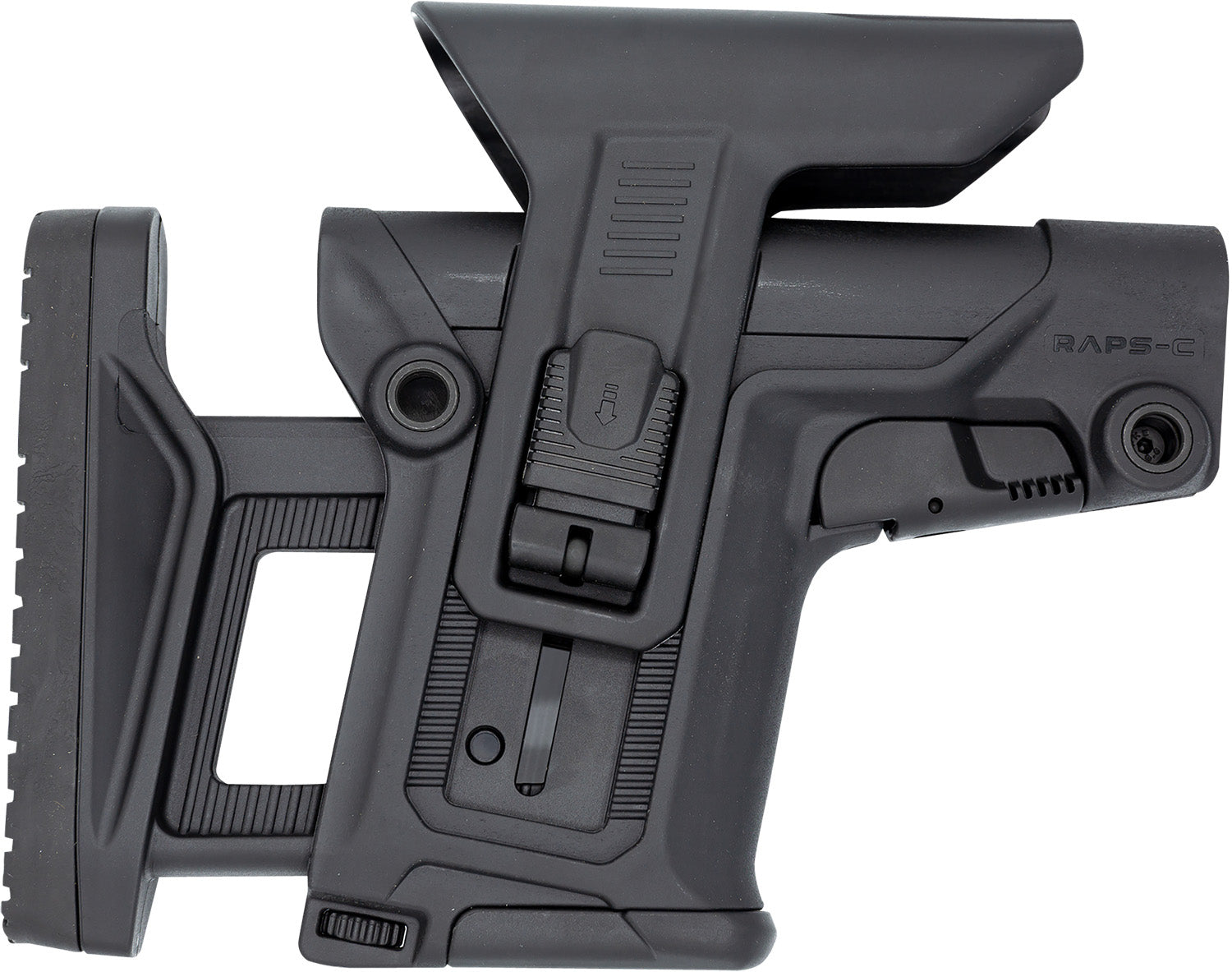 FAB Defense RAPS Rapid Adjustment Collapsible Precision Stock Black - Cheek-Rest, LOP & 1Latch, Mil-Spec/Commercial