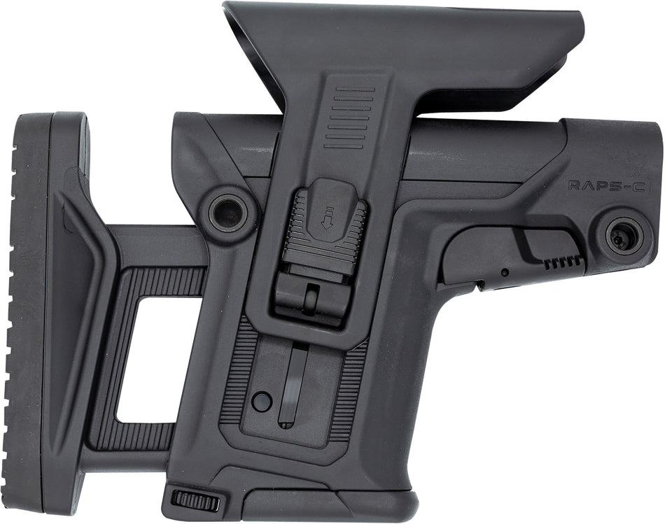 FAB Defense RAPS Rapid Adjustment Collapsible Precision Stock Black - Cheek-Rest, LOP & 1Latch, Mil-Spec/Commercial