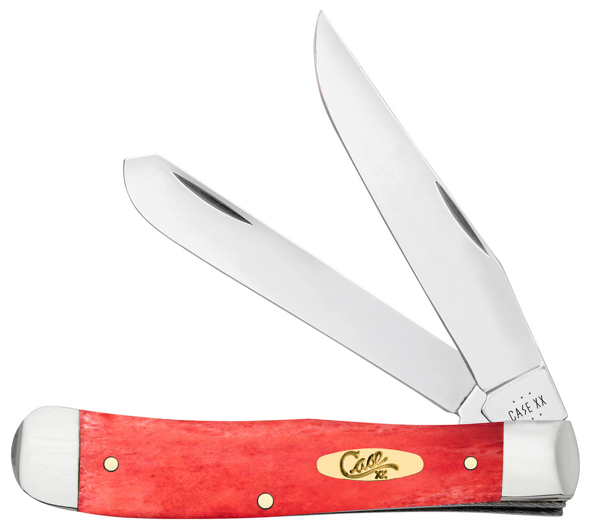Case 10760 Smooth Dark Red Bone Trapper Folding Pocket Knife Clip/Spey Tru-Sharp Stainless Steel Blades, Pinched Bolsters