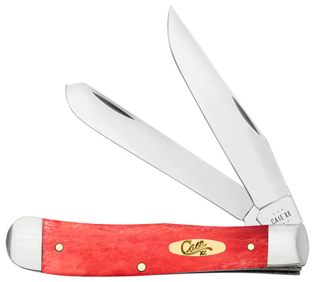 Case 10760 Smooth Dark Red Bone Trapper Folding Pocket Knife Clip/Spey Tru-Sharp Stainless Steel Blades, Pinched Bolsters