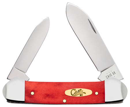 Case 10765 Smooth Red Bone Canoe Folding Pocket Knife Pen/Spear Blades Tru-Sharp Stainless Steel, Pinched Bolsters