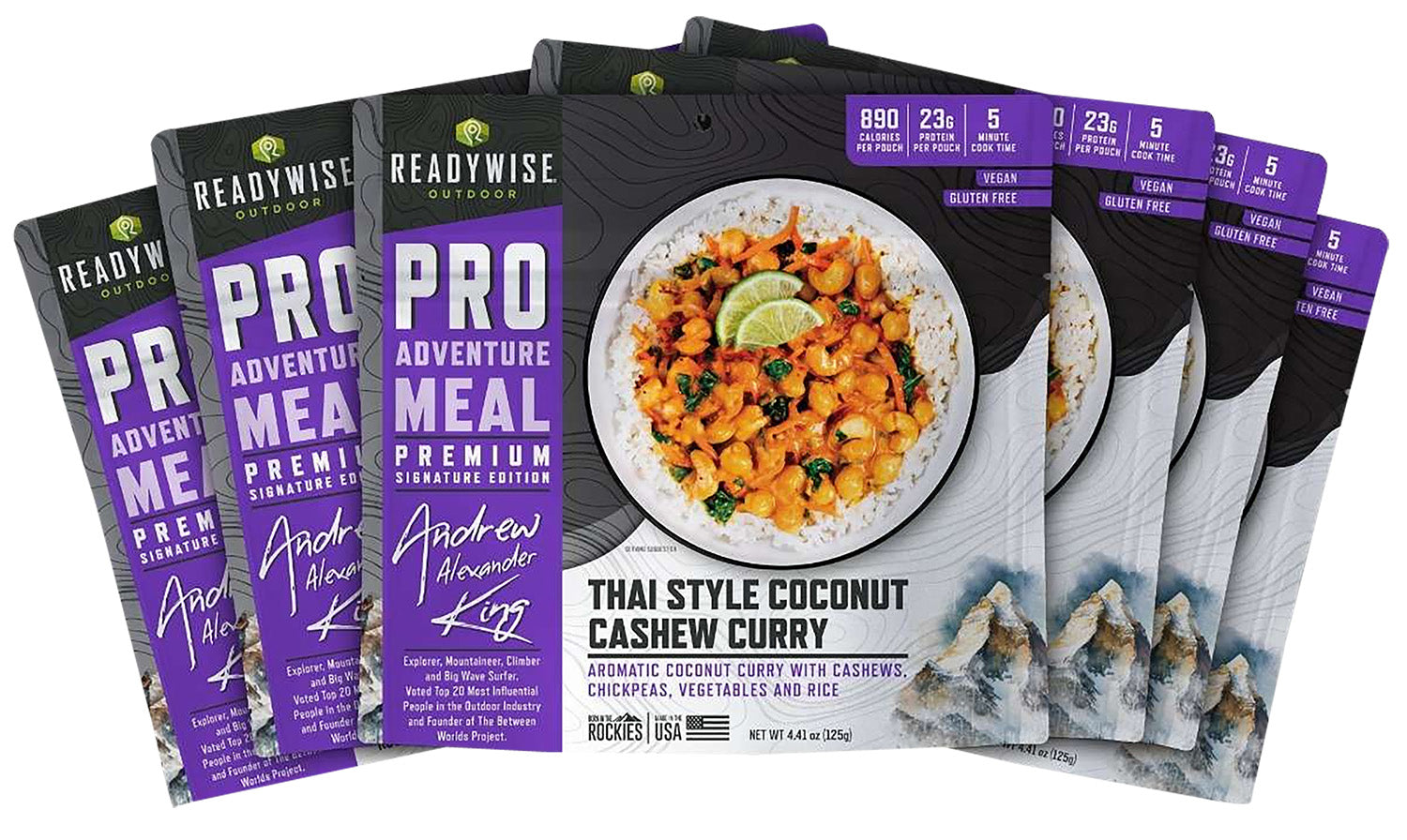Wise Foods Outdoor Food Kit RW05193 Thai Coconut Cashew Curry 6-Pack 2-Serving Pouches