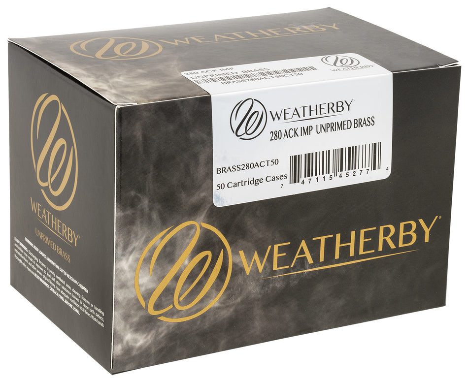 Weatherby BRASS280ACT50 Unprimed Precision Brass Cases 280 Ackley Rifle 50/Box