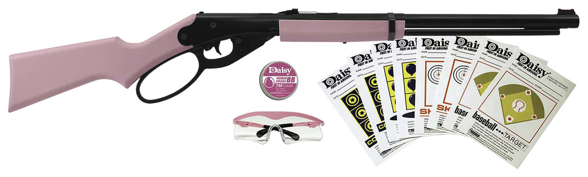 Daisy .177 Pink Lever Action BB Gun Fun Kit 350 fps Glasses & 350-Count Ammo