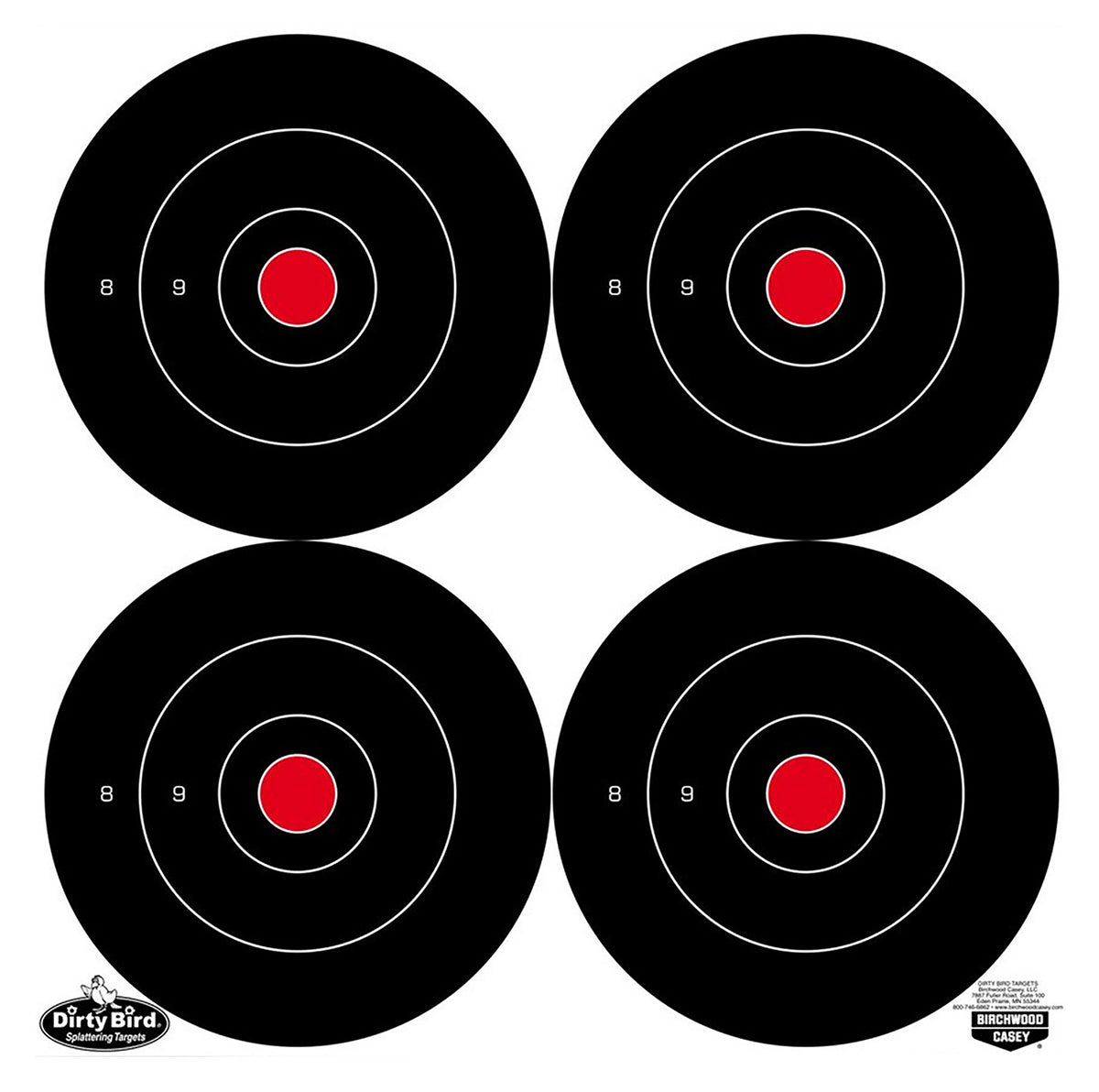 Birchwood Casey 35504 Dirty Bird Bull's-Eye 5.5" Tagboard Target Black/White 12 PK