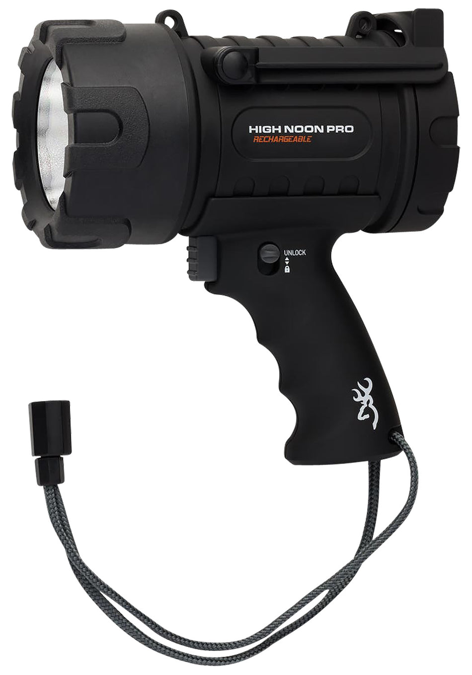 Browning High Noon Pro USB Spotlight Black 110-1400 Lumen White LED with Power Bank Feature