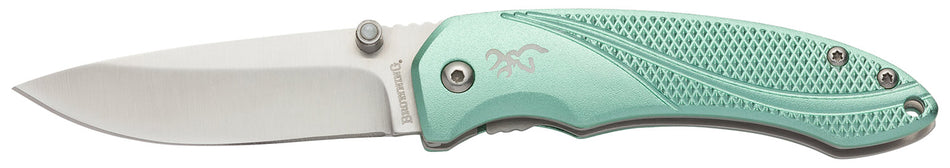 Browning 3220360 Allure Folding Pocket Knife 2.88" 7Cr17MoV SS Drop Point Blade Mint Green Anodized Handle with Clip