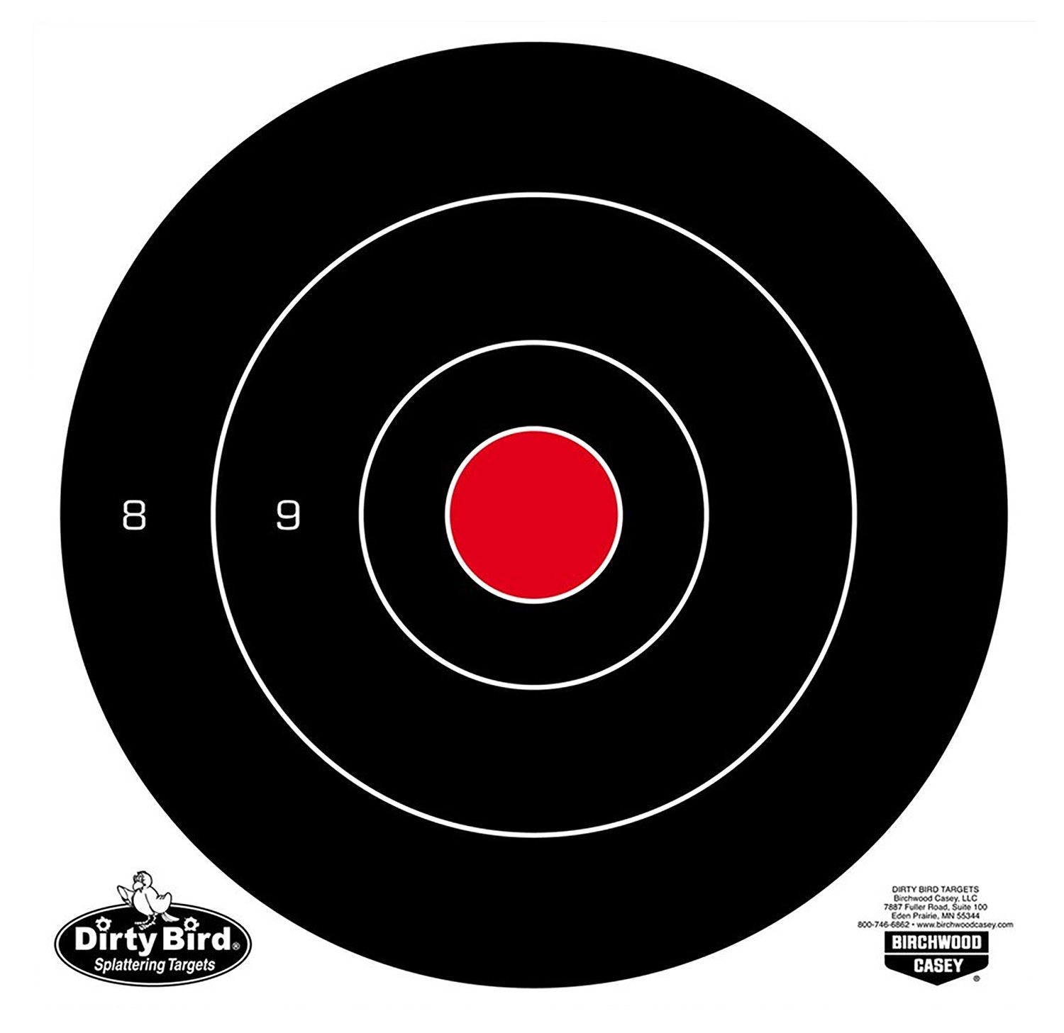 Birchwood Casey 35825 Dirty Bird 8" Tagboard Bullseye Hanging Target Black/White 25 PK