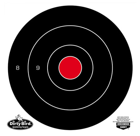 Birchwood Casey 35825 Dirty Bird 8" Tagboard Bullseye Hanging Target Black/White 25 PK