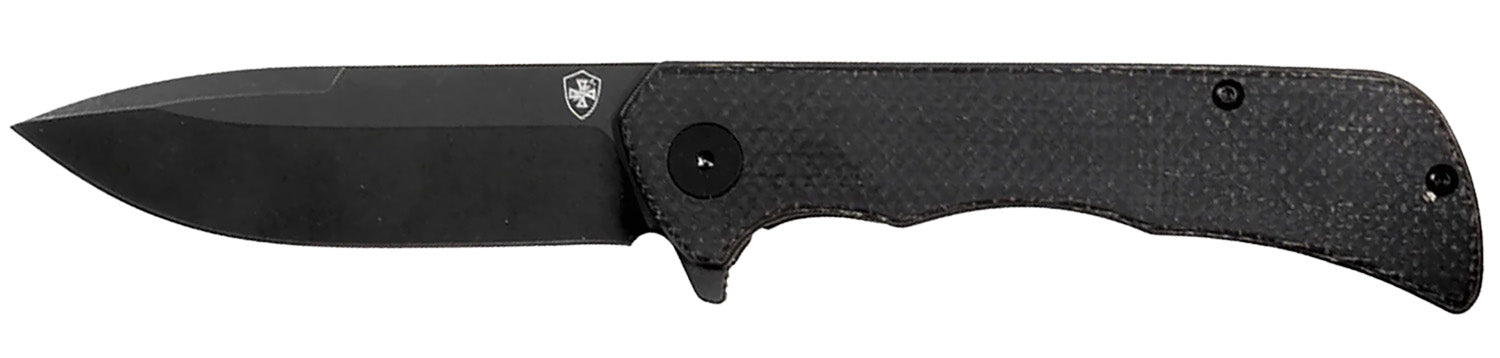 Templar Knife Paladin 3.27" Folding Drop Point D2 Steel Blade, Black Micarta Linerlock Handle with Pocket Clip