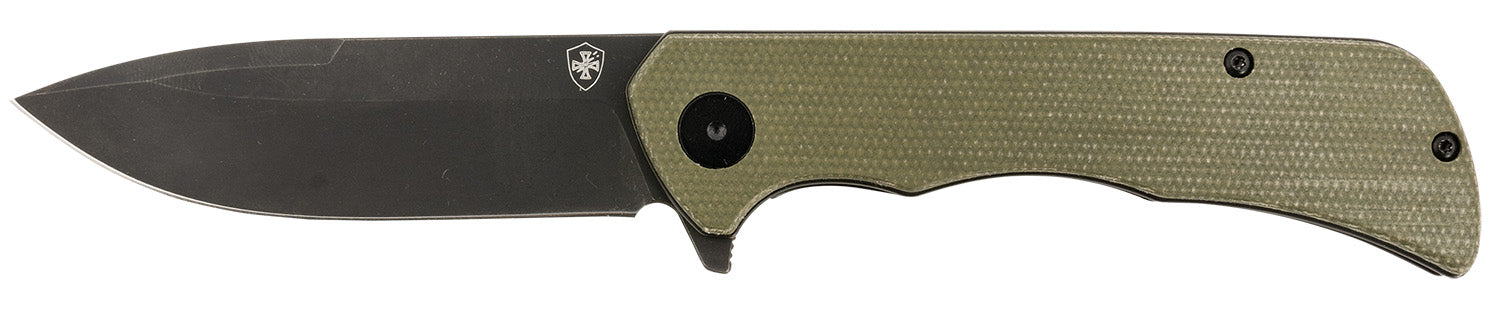 Templar Knife Paladin 3.27" Folding Drop Point D2 Steel Blade, Green Micarta Linerlock Handle with Pocket Clip