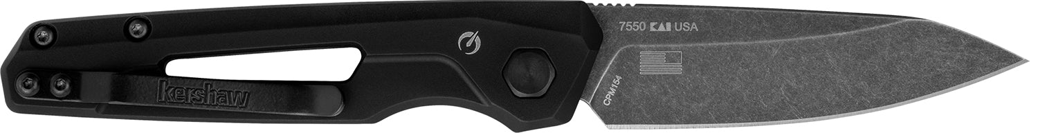 Kershaw Launch 11 Automatic Folding Knife 2.75" Drop Point CPM 154 Blackwash Blade, Black Aluminum Handle, Low-Profile Button & Clip