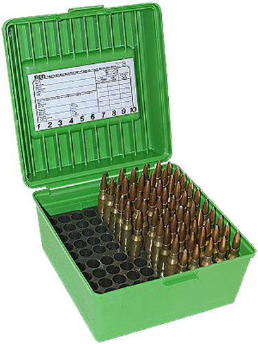MTM Case-Gard R100MAG10 100rd Deluxe Rifle Ammo Box Multi Caliber Green Polypropylene Handle