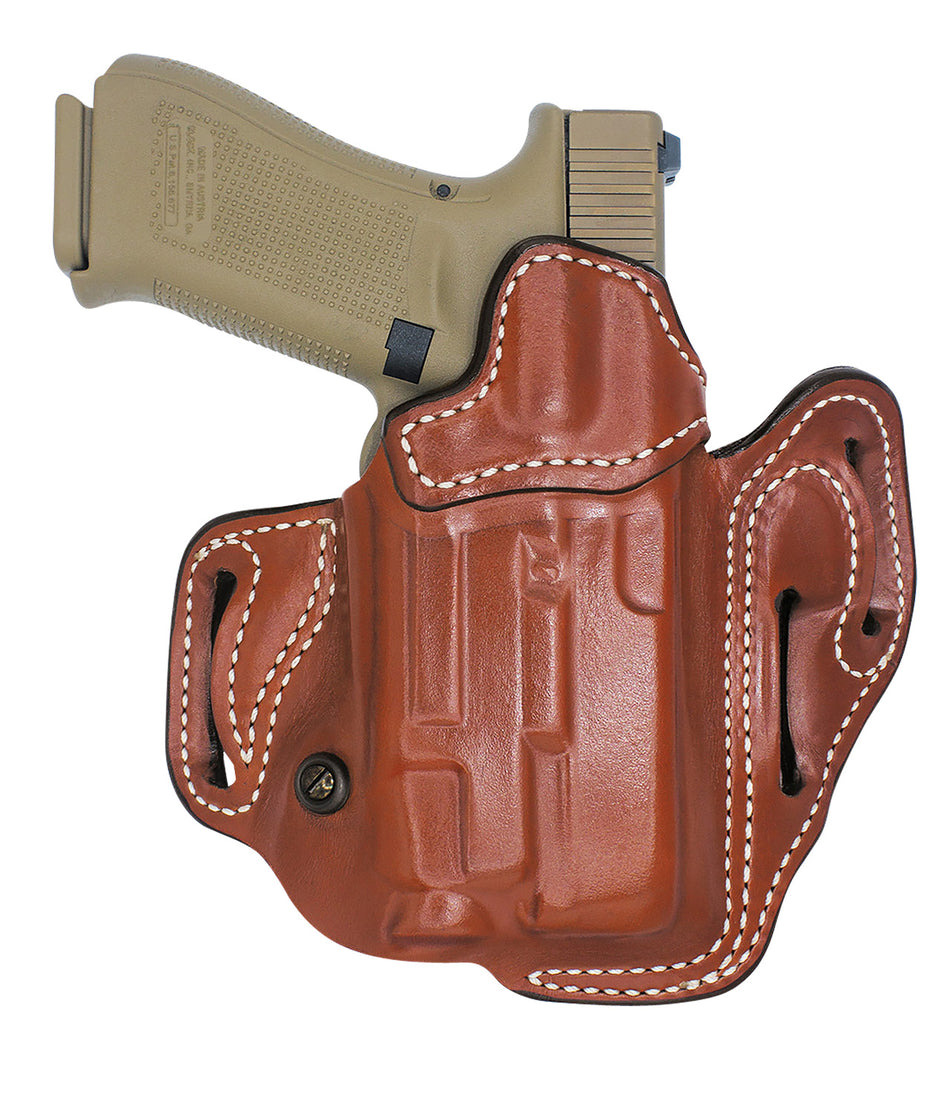 DeSantis 201TA6VZ0 Vengeance Scabbard Right Hand OWB Tan Leather Holster Glock 19/19x/19 Gen5/23/32/45