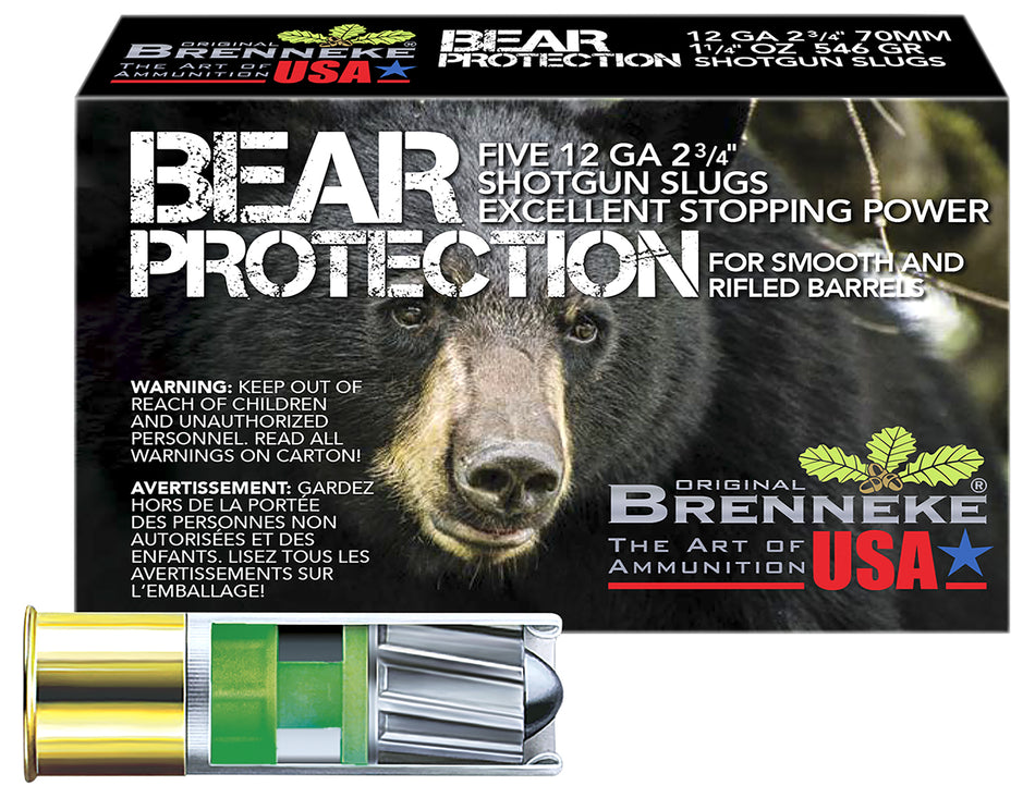 Brenneke Bear Protection Shotgun Ammo 12 Gauge 2.75 in 1-1/4 oz Slug