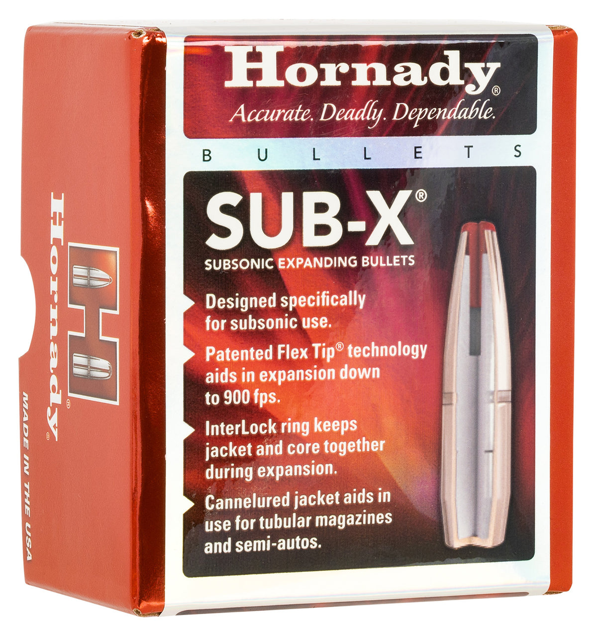 Hornady Sub-X 7.62x39mm 255 gr Subsonic Reloading Bullets 100 Per Box