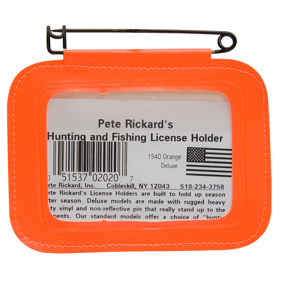 Rickards Orange Single Hunting License Holder with Black Non-Reflective Pin