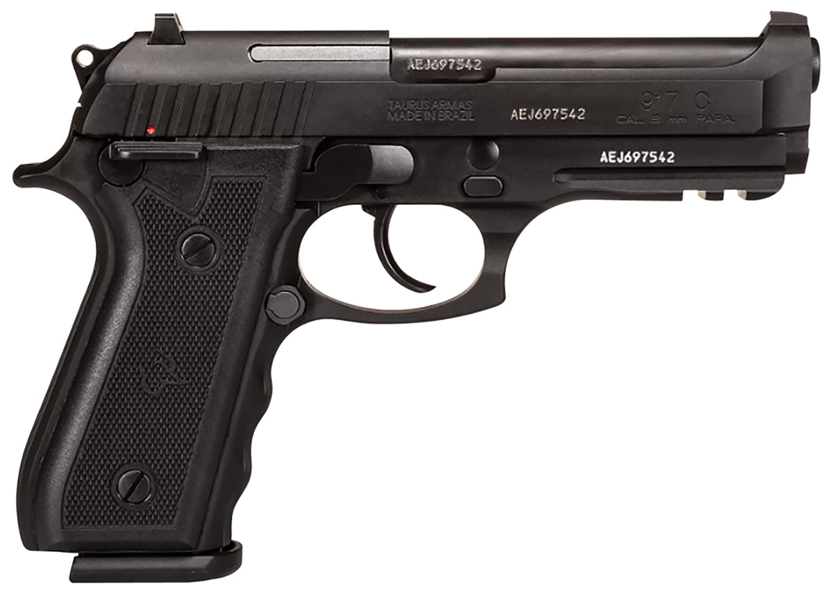 Taurus 1-917C41 917C Full Size Frame 9mm Luger 18+1 4.30" Matte Black Steel Barrel, Serrated Steel Slide, Black Anodized Aluminum Frame w/Beavertail & Picatinny Rail, Black Target Grip, Ambidextrous