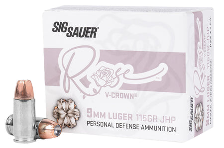 Sig Sauer Rose V Crown Jacketed Hollow Point 115 Grain 9mm Luger/Parabellum 1050 fps