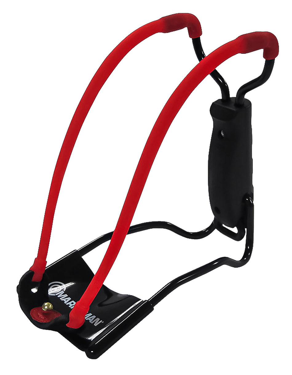 Marksman 3055 Steel Yoke Folding Slingshot Red Band Black Molded Grip