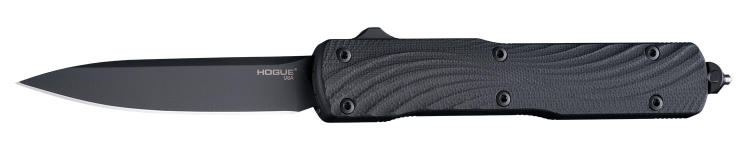 Hogue 34870 Counterstrike OTF 3.35" Drop Point Plain Blade, CPM 20V Black PVD, Aluminum/G10 Handle & Glass Breaker