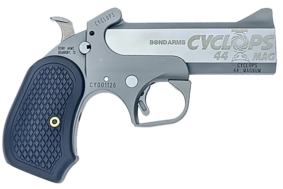 Bond Arms BACY Cyclops Big Bore Micro Compact Frame 44 Mag 1rd 4.25" Matte Stainless Steel Barrel & Frame, Black Extended B6 Resin Grip