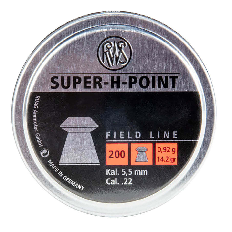 RWS Super-H-Point Field Line .22 Caliber Hollow Point Lead Pellets 200/Tin