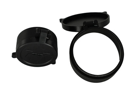 Huskemaw Optics Spring-Activated Flip-Up Lens Caps Black Rubber 50mm for 5-20x50mm Tactical Hunter