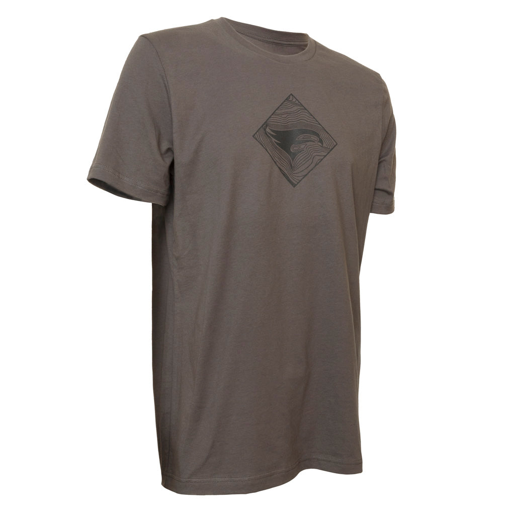 Grey Medium Elevation TOPO Tee with Falcon Topographic Design