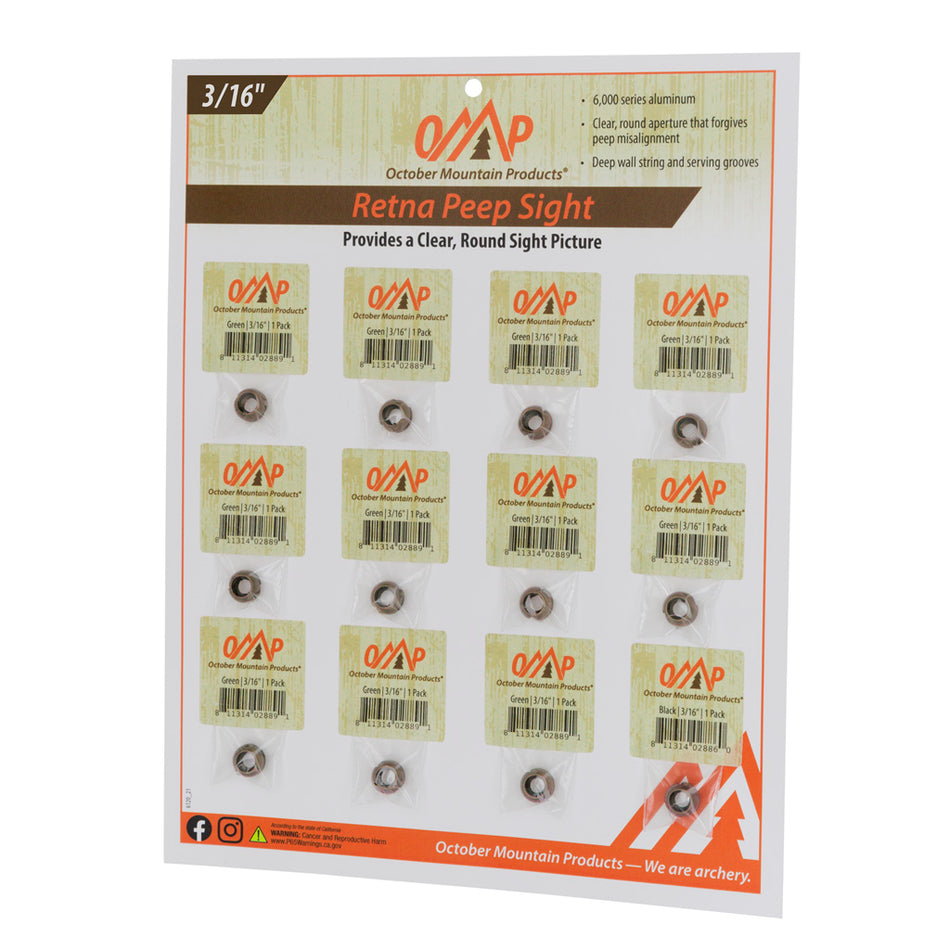 October Mountain Retna Peep Sight 3/16 in. Tan (12 Pack)