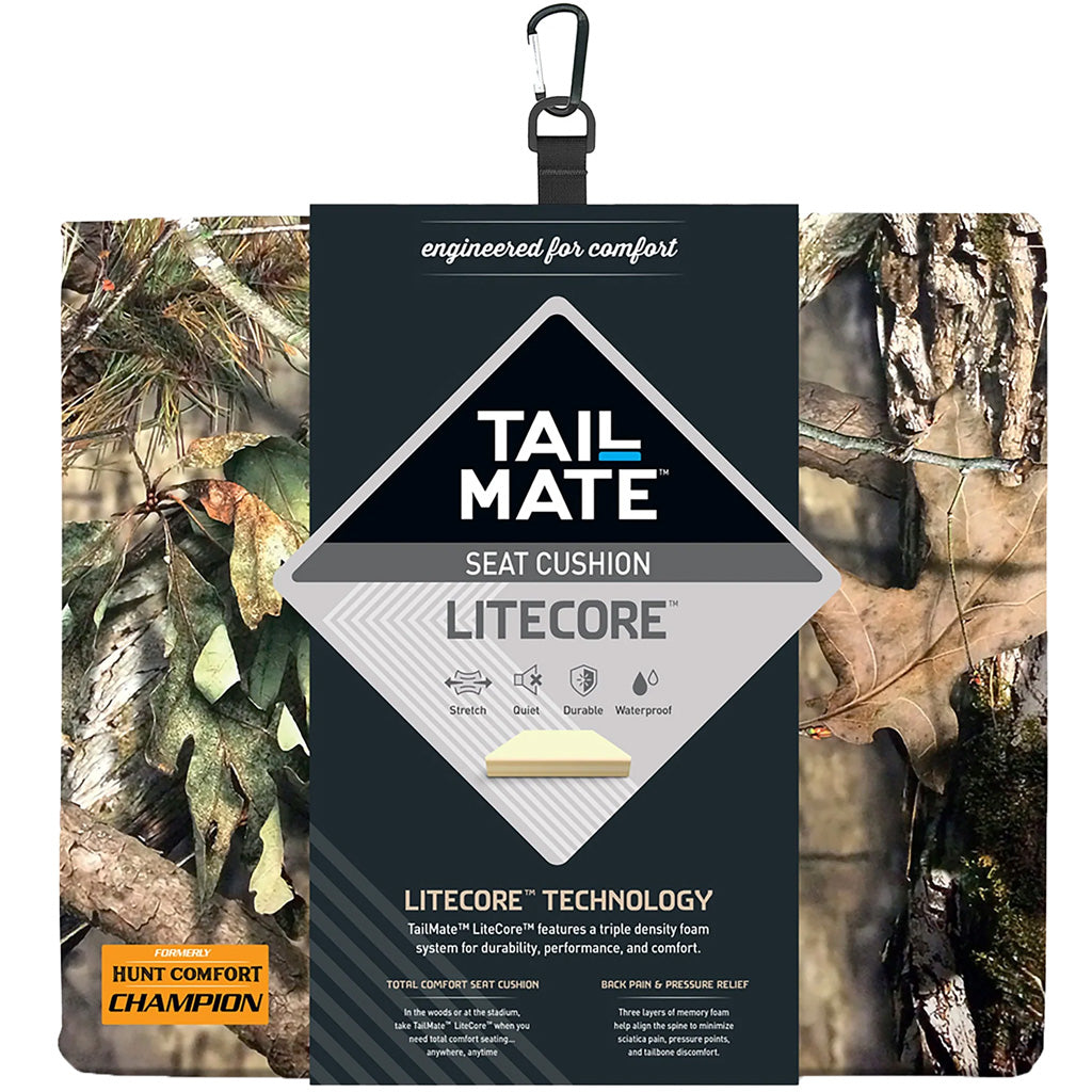 Tail Mate Mossy Oak LiteCore Padded Outdoor Seat Cushion with Carabiner