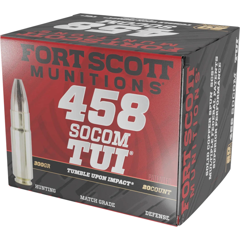 Fort Scott Munitions Tumble Upon Impact (TUI) Solid Copper Spun 300 Grain .458 SOCOM