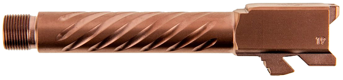 Ballistic Advantage Premium Series 9mm Luger Glock 19 Gen 3 to Gen 5 Threaded Spiral Fluted Copper PVD Pistol Barrel Stainless
