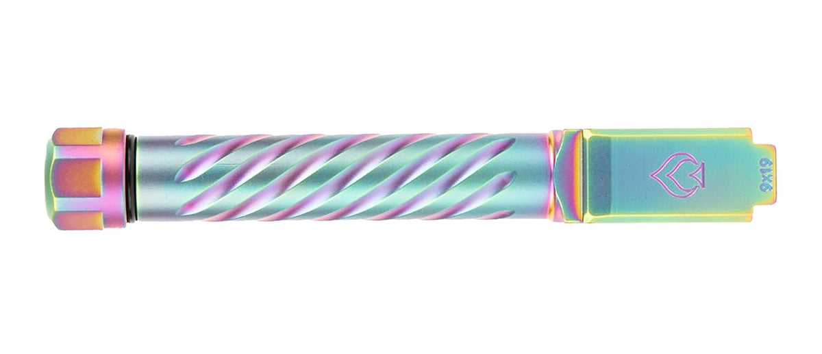 Ballistic Advantage Premium Series 9mm Luger Glock 19 Gen 3 to Gen 5 Threaded Spiral Fluted Iridescent PVD Pistol Barrel Stainless