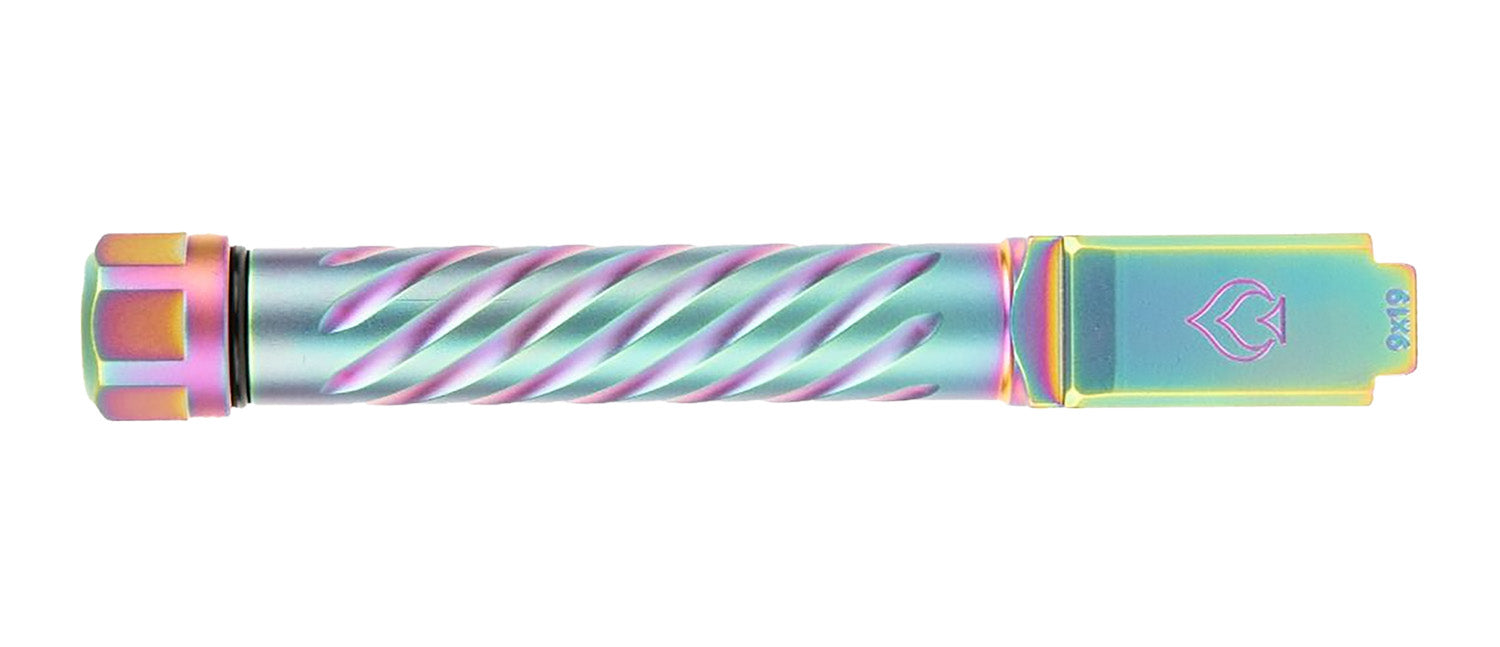 Ballistic Advantage Premium Series 9mm Luger Glock 19 Gen 3 to Gen 5 Threaded Spiral Fluted Iridescent PVD Pistol Barrel Stainless