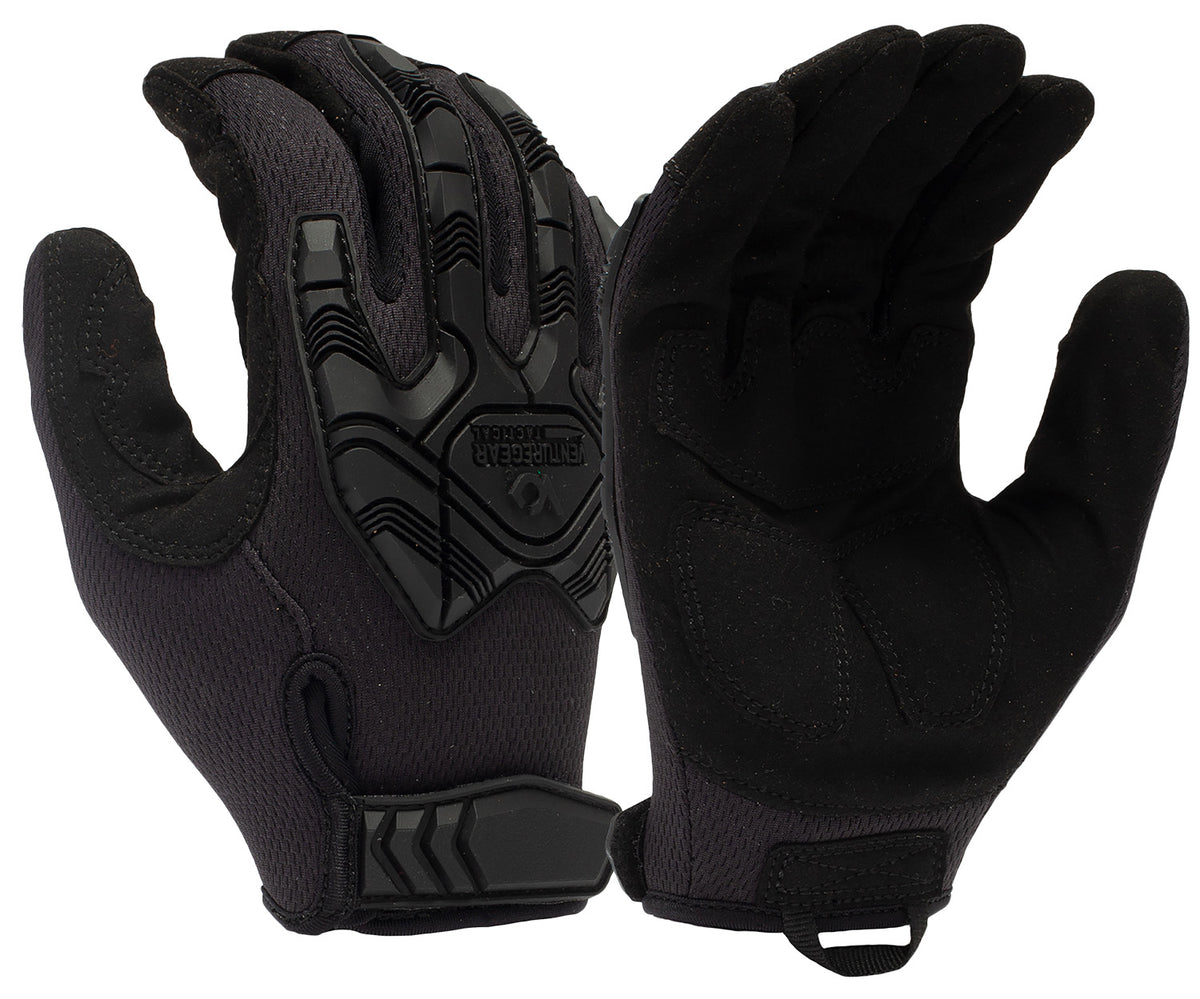 Pyramex VGTG40BL Heavy-Duty Tactical Impact Operator Gloves Black Synthetic Leather Size Large