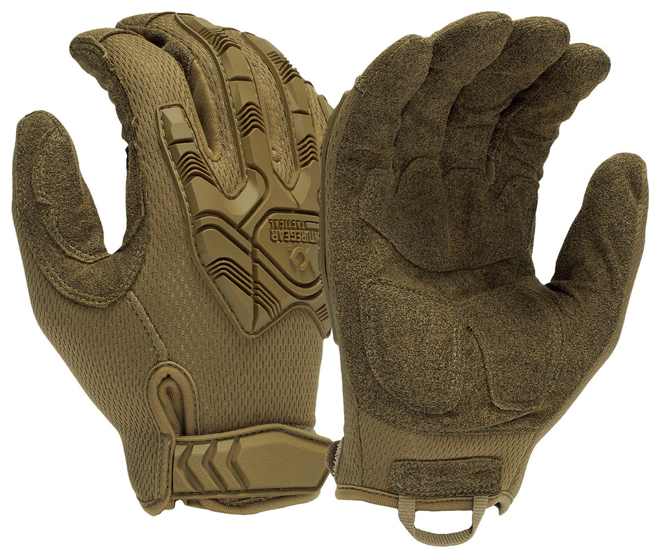Pyramex VGTG40TM Heavy-Duty Tactical Impact Operator Gloves Brown Synthetic Leather Size Medium