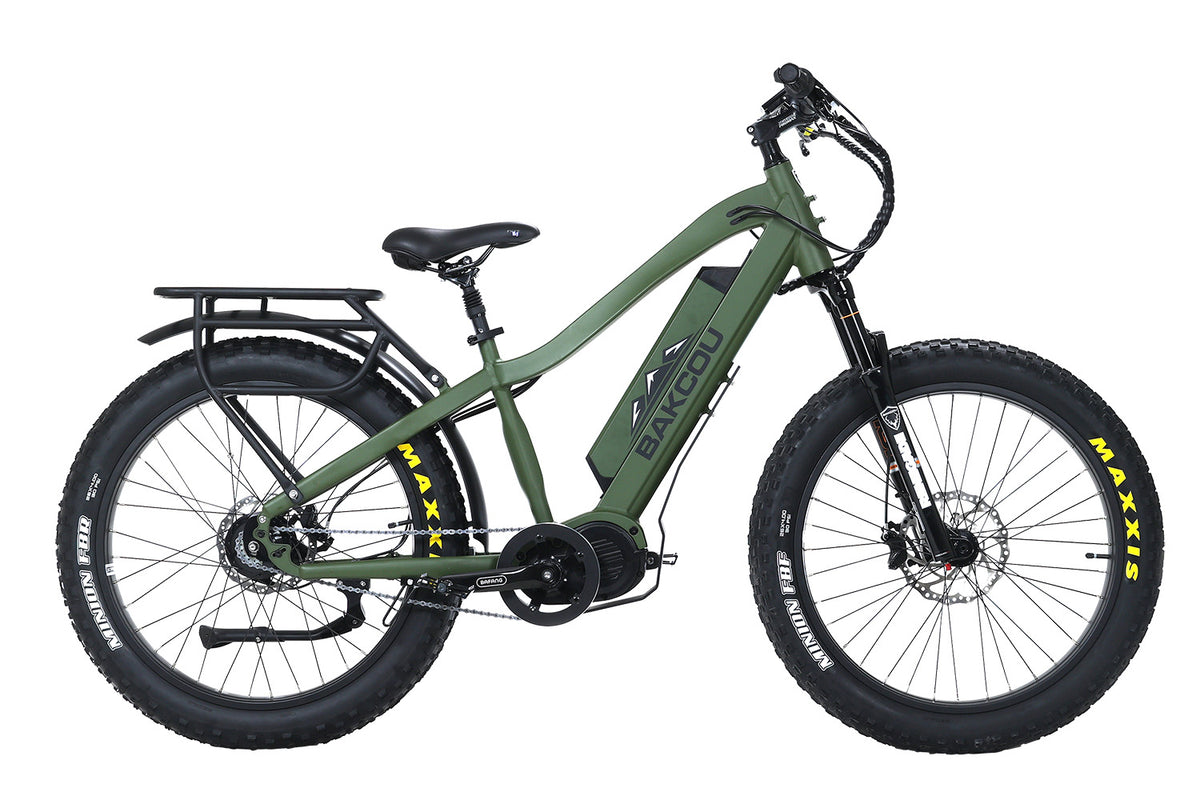 Bakcou Mule Jager 25Ah Fat E-Bike Matte Army Green 18" Frame Rohloff E-14 Hub Bafang Ultra Mid-Drive 35+ mph Speed