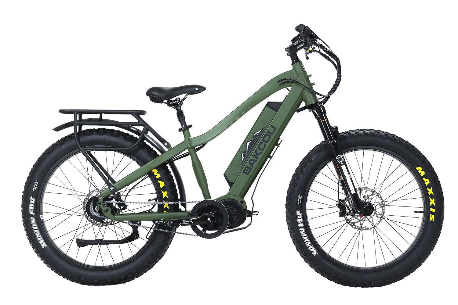 Bakcou Mule Jager 25Ah Fat E-Bike Matte Army Green 18" Frame Rohloff E-14 Hub Bafang Ultra Mid-Drive 35+ mph Speed