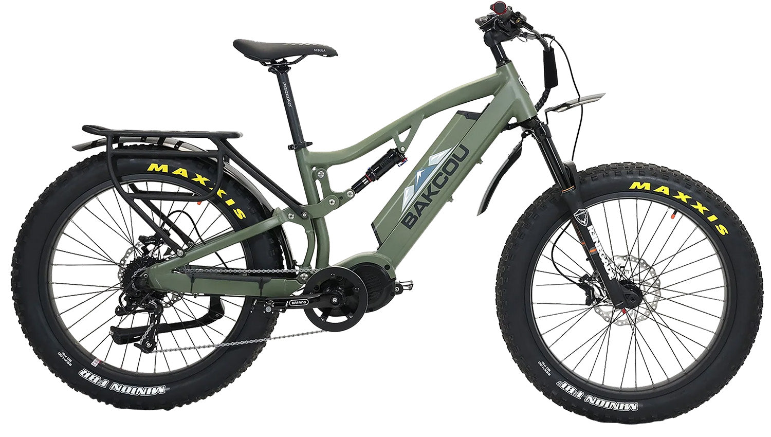 Bakcou Storm 25 Large Electric Bicycle Matte Army Green 19" Frame SRAM 9sp 40t Front Bafang Ultra Motor