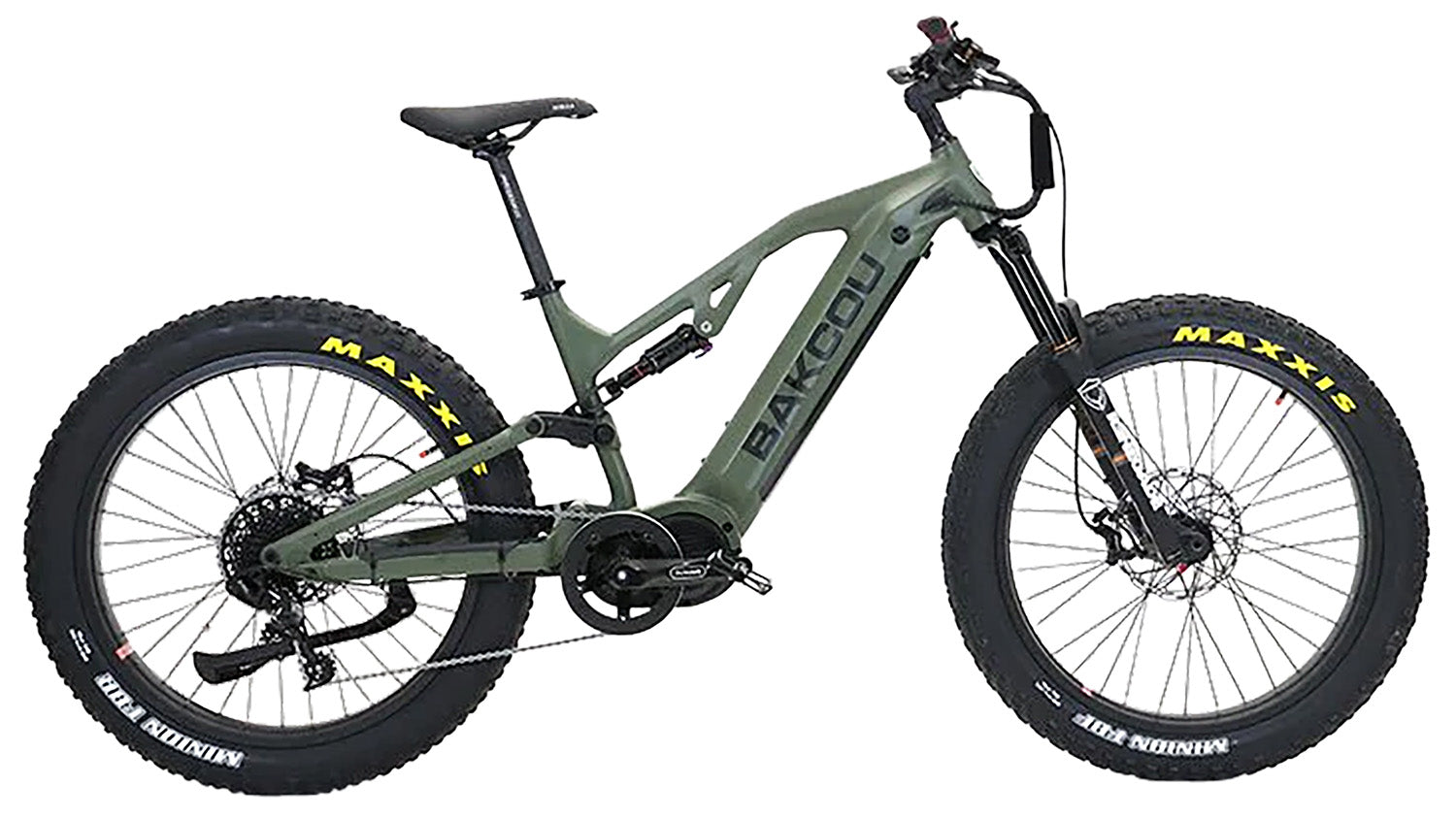 Bakcou Scout 21Ah Matte Army Green 19" Fat Tire Electric Bicycle Sram NX 11-Speed Bafang Ultra Motor